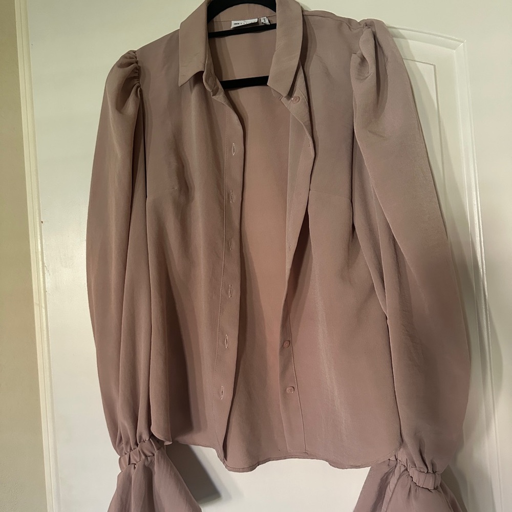 Zara Blush Pink Puff Sleeve Blouse